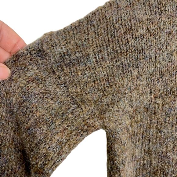 J Crew Womens XS Brown Mohair Wool Blend Crew Neck Sequin Cuff Sweater - Picture 4 of 10